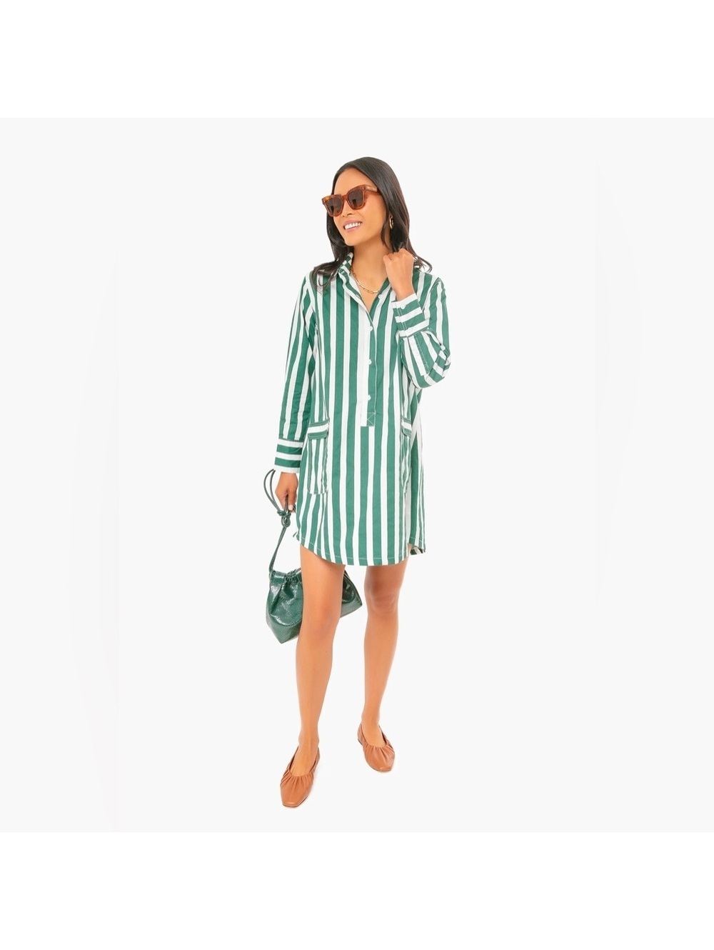 Tuckernuck Pomander Place Bradley Dress Green White Stripe XS